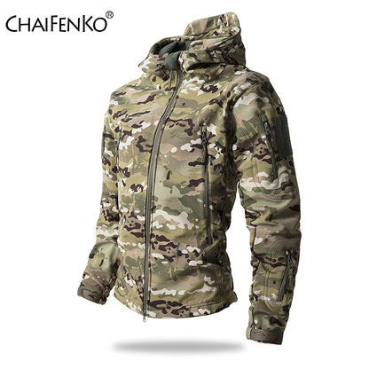 Lurker Men’s Soft Shell Tactical Jacket – Waterproof Fleece-Lined Hooded Coat, Camouflage Outdoor Outerwear for Autumn & Hunting