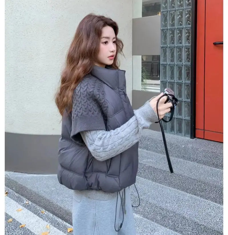ZAROY Women’s Cotton-Padded Vest Jacket – Loose-Fit Puffer Waistcoat with Stand Collar & Pockets, Casual Autumn/Winter Outerwear