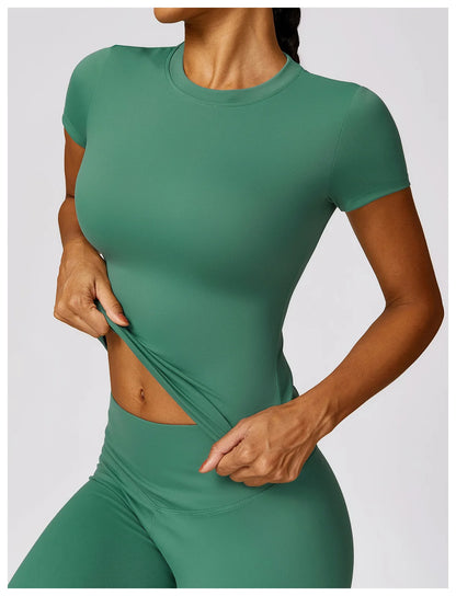 Camiseta de running NCLAGEN para mujer – Top deportivo transpirable de manga corta para gimnasio, yoga, fitness, entrenamiento y ropa deportiva