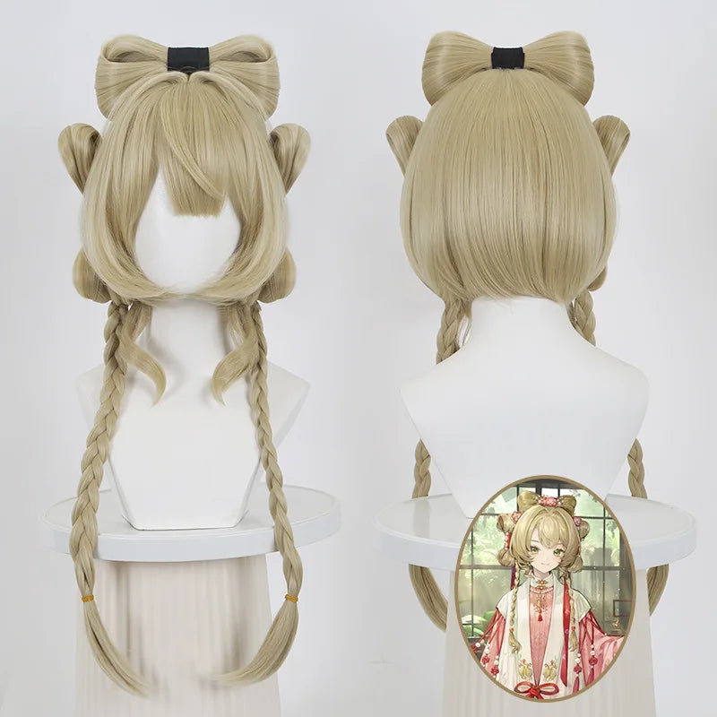 Sufi-Bi Inspired Cosplay Wig – Synthetic Hair with Realistic Scalp & Butterfly Clip Hairpiece