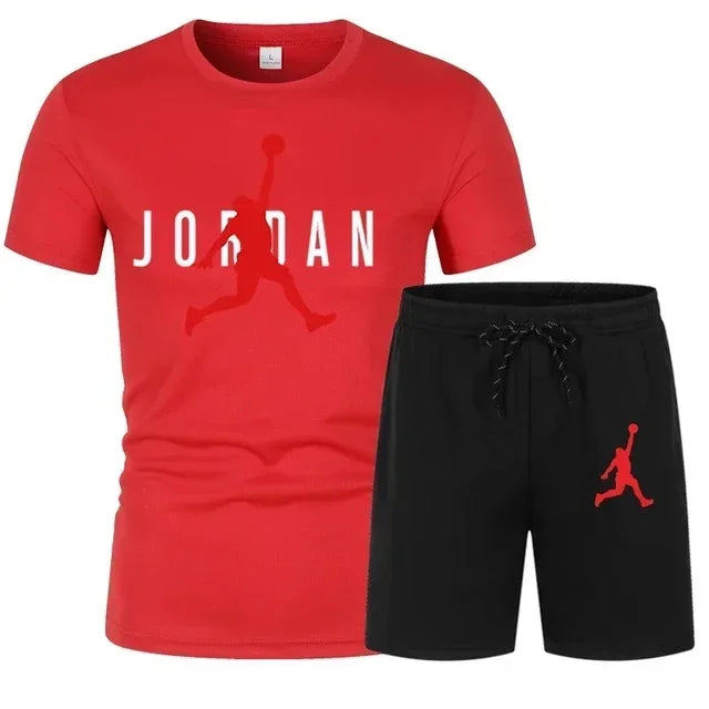 Men's Summer T-Shirt & Shorts Set – Printed Casual 2-Piece Sports Tracksuit for Jogging, Workout & Streetwear