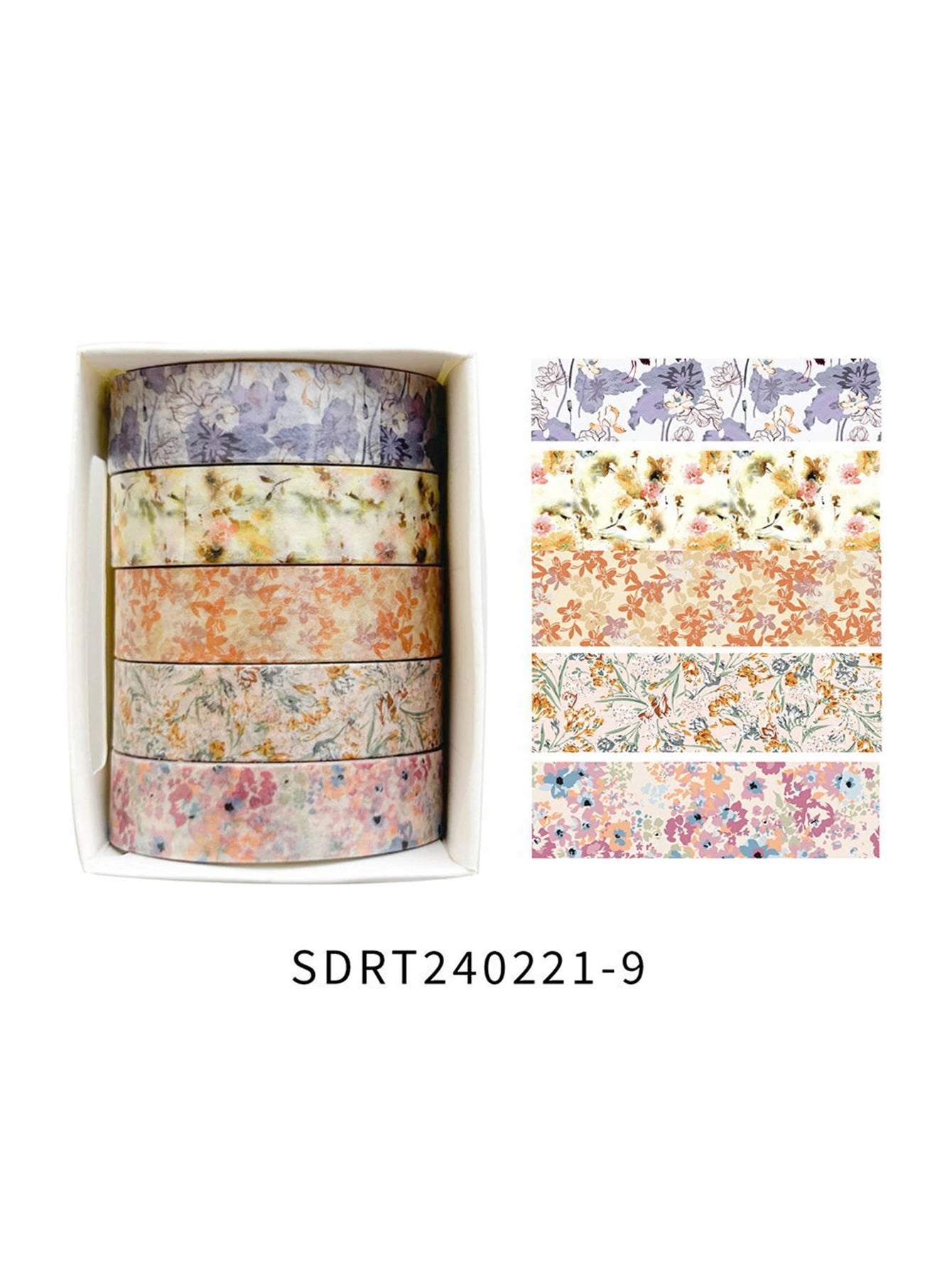 5 Rolls Romantic Flower Washi Tape Set – Cute Floral Decorative Tape for Journaling, Scrapbooking, Diary & Student DIY Crafts