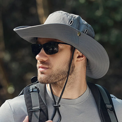 Men's Summer Wide Brim Bucket Hat – Waterproof UV Protection Fisherman Sun Hat for Hiking, Fishing, Climbing & Outdoor Activities