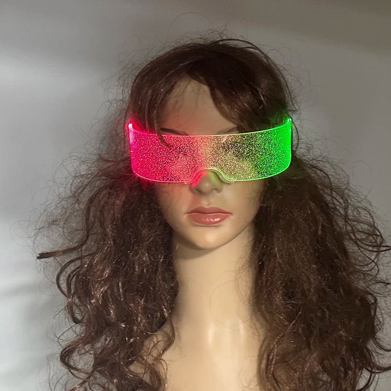 LED Luminous Party Glasses – Futuristic Rainbow Space & Robot Rave Goggles with Star Lights for Concerts, DJ Events, Masquerade & Y2K Parties