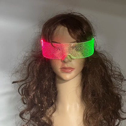 LED Luminous Party Glasses – Futuristic Rainbow Space & Robot Rave Goggles with Star Lights for Concerts, DJ Events, Masquerade & Y2K Parties