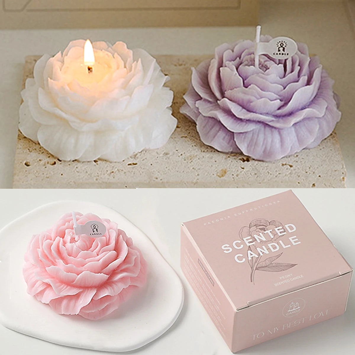 3D Peony Flower Scented Candle – Creative Aromatherapy Candle for Wedding Decor, Valentine’s Day Gifts, Souvenirs & Home Decoration