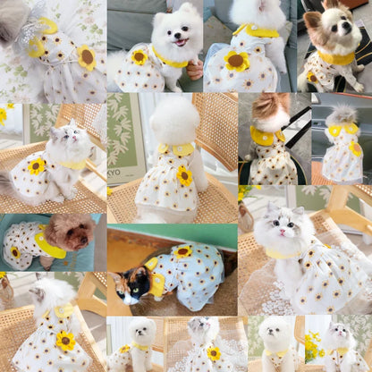 Cute Dog Princess Dress Bow Lace Mesh Summer Pet Skirt for Poodle, Chihuahua, Puppies & Small Dogs