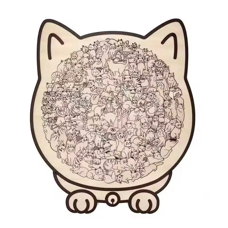 Puzzle en bois Montessori animaux – Jouet empilable chat, jeu de casse-tête éducatif pour enfants, jouet d'apprentissage créatif en bois, travaux manuels de peinture et décoration de chambre