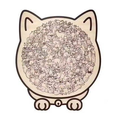 Puzzle en bois Montessori animaux – Jouet empilable chat, jeu de casse-tête éducatif pour enfants, jouet d'apprentissage créatif en bois, travaux manuels de peinture et décoration de chambre