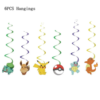Pokémon Theme Birthday Party Decorations – Cartoon Pokémon Go Tableware Set (Cups, Plates & Pikachu Balloons) for Baby Shower & Party Favors