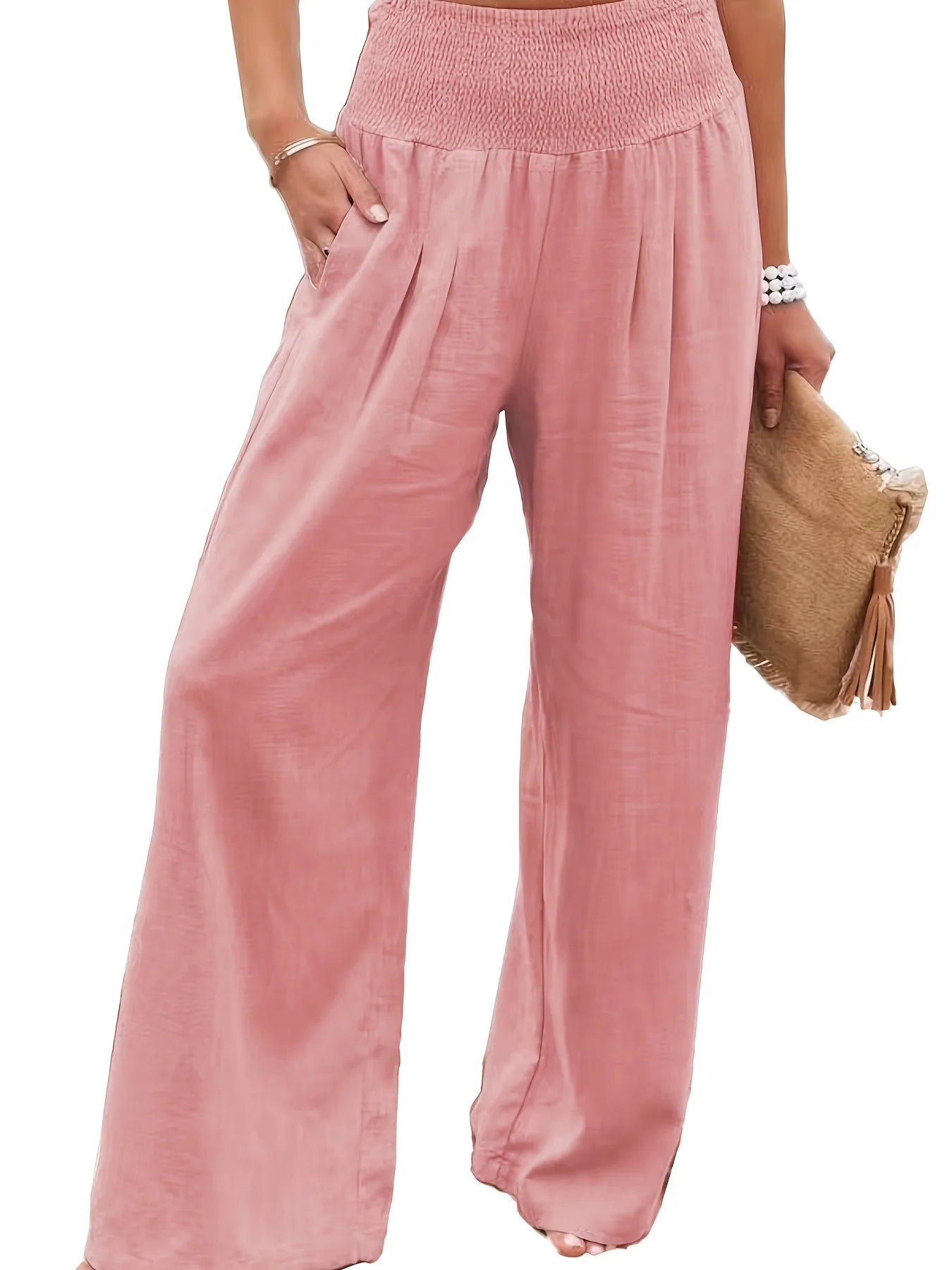 Pantalon ample décontracté pour femme, taille mi-haute avec cordon de serrage, style européen et américain, idéal pour la plage au printemps et en été