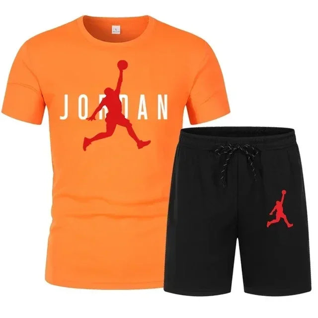 Men's Summer T-Shirt & Shorts Set – Printed Casual 2-Piece Sports Tracksuit for Jogging, Workout & Streetwear