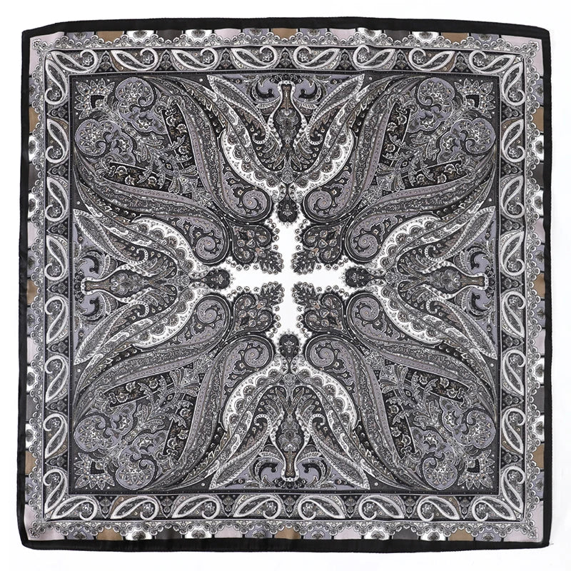 Bohemian Style Print Luxury Brand Silk Square Scarf Women Satin Shawls Neckerchief Wrap Scarves Bandana Hair Hjiab Floral