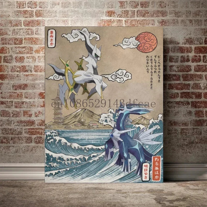 Pokémon Empoleon – Toile Murale – Affiche d'Anime Moderne pour Salon, Chambre, Salle de Jeux et Décoration Intérieure
