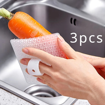 1/3PCS Multi-Purpose Fruit & Vegetable Cleaning Brush – Soft-Bristle Reusable Kitchen Scrub Brush for Potatoes, Carrots, Apples & Produce