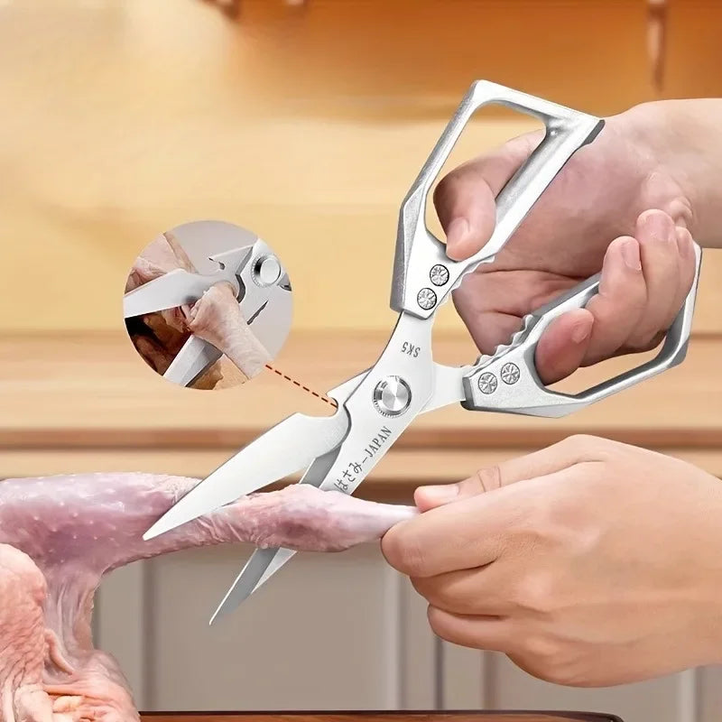 Ciseaux de cuisine multifonctions – Ciseaux alimentaires robustes avec coupe-os, écailleur à poisson et ouvre-bouteille