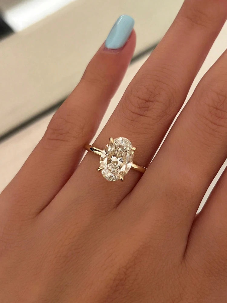 925 Sterling Silver Oval Zircon Ring – Luxury Engagement & Wedding Band for Women 1–8CT