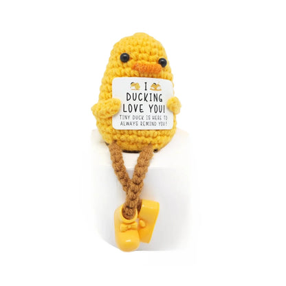Poupée câlin pomme de terre à énergie positive – Mini ami de poche tricoté en laine, fait à la main, avec carte, cadeau de Noël amusant et décoration de chambre