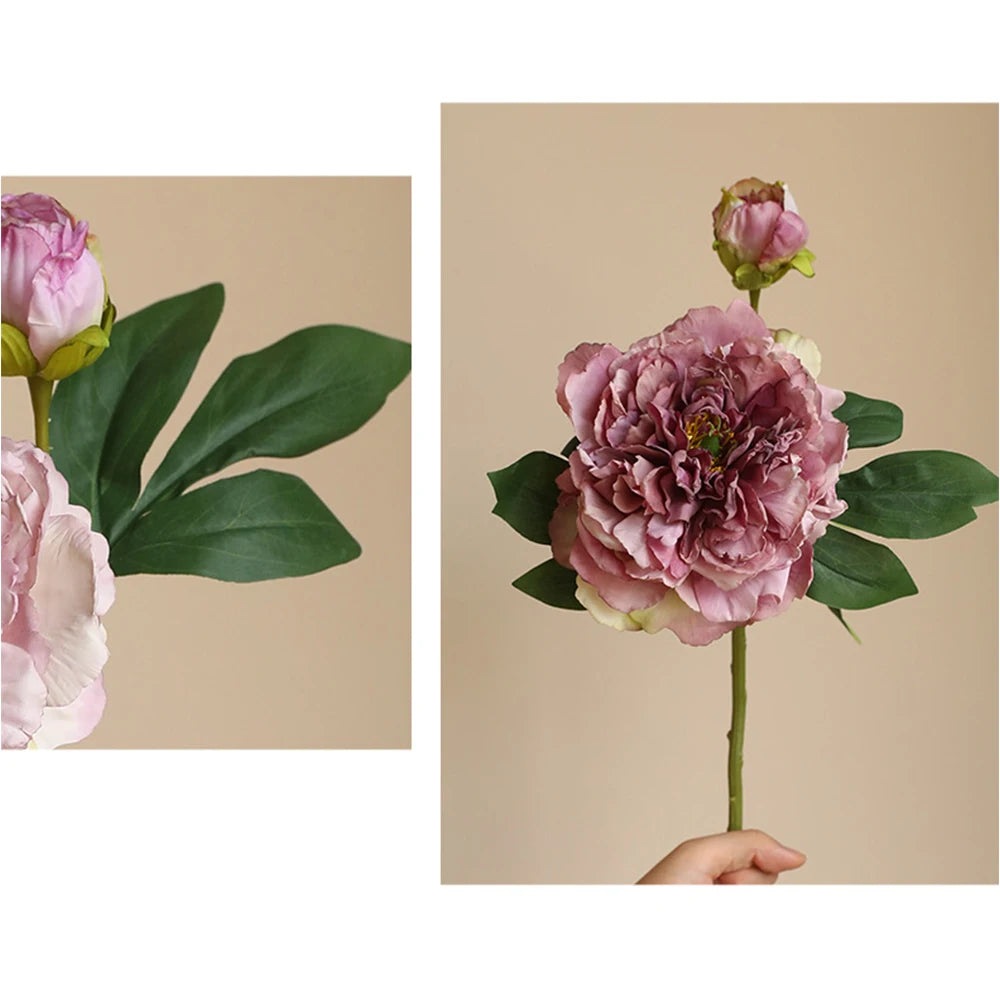 Grande Pivoine Artificielle en Soie – Bouquet de Fausses Pivoines de Haute Qualité avec Tige, Fleur Artificielle Style Européen pour Décoration de Mariage, Décoration Intérieure et Arrangements Floraux DIY