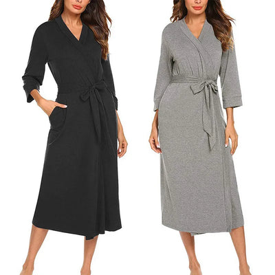 Women’s Cotton Bathrobe – Large Size Long Sleeve Casual Sleepwear Home Wear Robe for Spring & Autumn