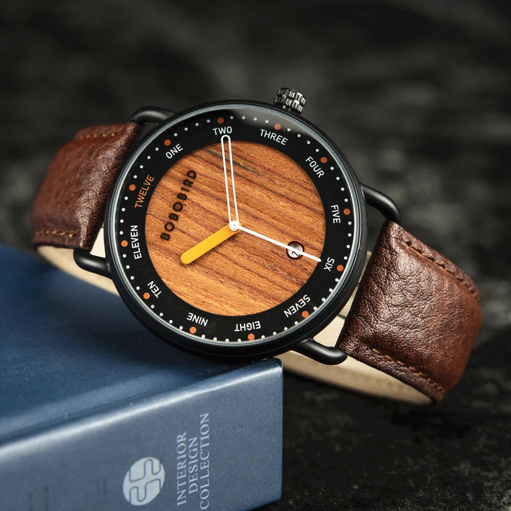 BOBO BIRD Men’s Wooden Quartz Watch – Casual Natural Wood Wristwatch, Unique Fashion Accessory & Gift for Him
