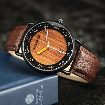 BOBO BIRD Men’s Wooden Quartz Watch – Casual Natural Wood Wristwatch, Unique Fashion Accessory & Gift for Him