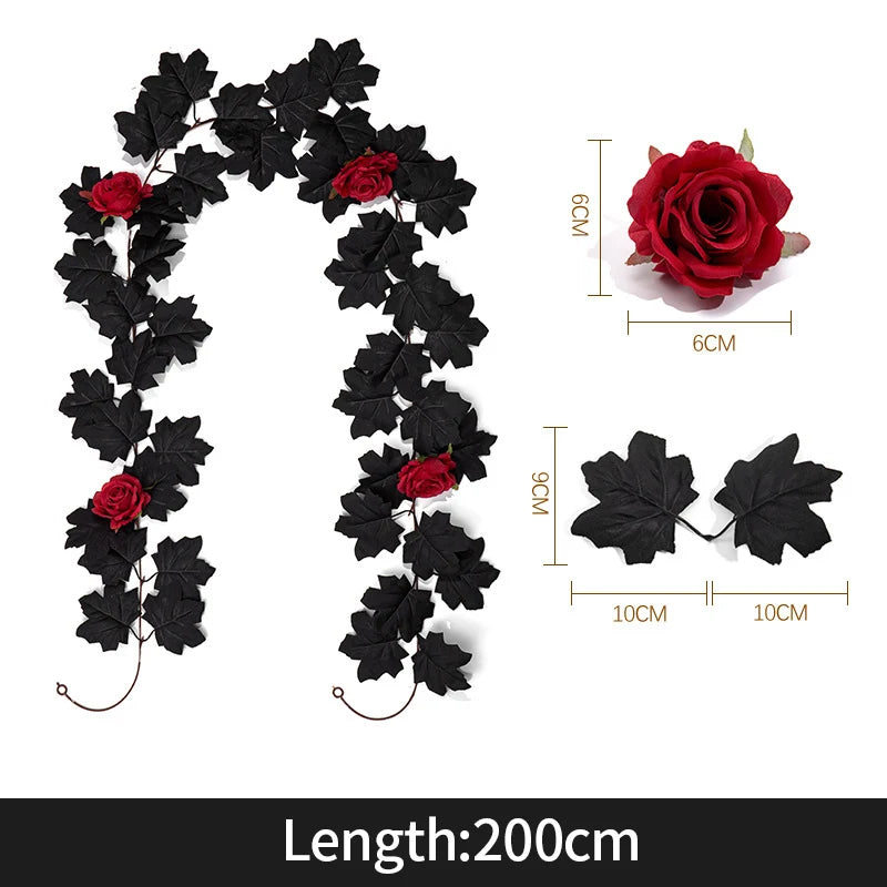 2M Artificial Maple Leaf Garland – Faux Fallen Leaves Autumn Rattan Decor for Thanksgiving, Halloween, Wedding, Christmas & Holiday Festivals