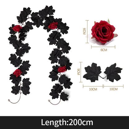 2M Artificial Maple Leaf Garland – Faux Fallen Leaves Autumn Rattan Decor for Thanksgiving, Halloween, Wedding, Christmas & Holiday Festivals