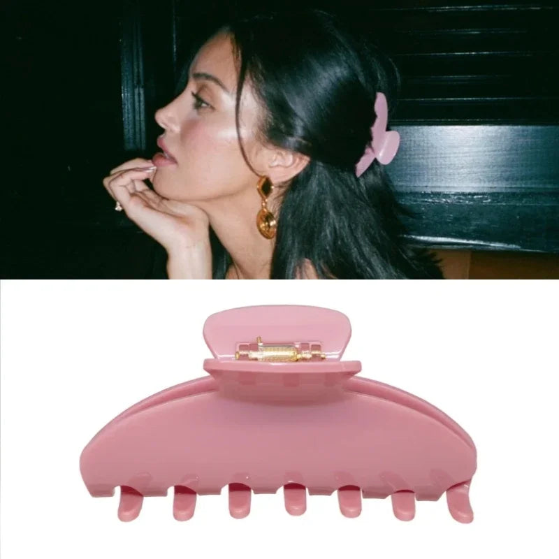 Pinza de pelo de acetato Fashion Coffee – Pinza grande de color sólido negro para mujeres y niñas | Accesorios sencillos para el pelo de verano