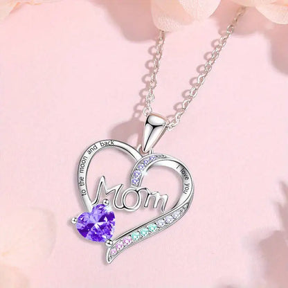 I Love You Mom Heart Pendant Necklace – Acrylic Decor with Alloy Chain, White K Plated Fashion Jewelry Gift for Women