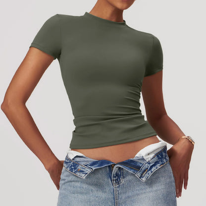 Camiseta de running NCLAGEN para mujer – Top deportivo transpirable de manga corta para gimnasio, yoga, fitness, entrenamiento y ropa deportiva