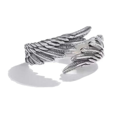 Vintage Angel & Demon Wing Adjustable Couple Ring – Retro Silver Gothic Punk Open Band Ring for Men & Women
