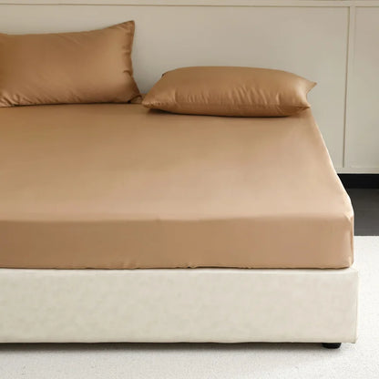 Luxury Mulberry Silk Fitted Sheet – Soft Elastic Mattress Cover for Single, Double, Queen & King Beds