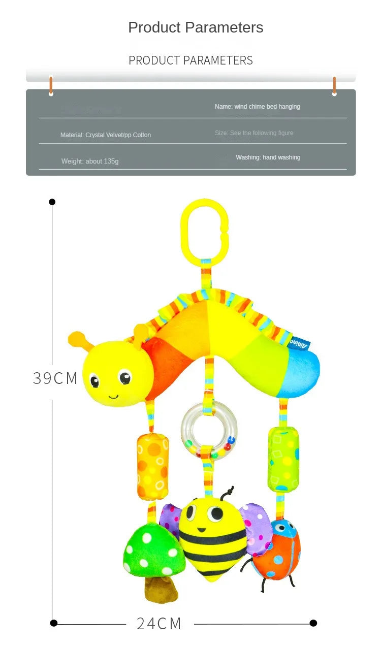 Peluche de actividades "Bebé Arcoíris" – Juguete sensorial colgante para cochecito para 0-12 meses, juguete móvil para asiento de coche y cuna, juguete de viaje suave y educativo para el desarrollo y juego del recién nacido.