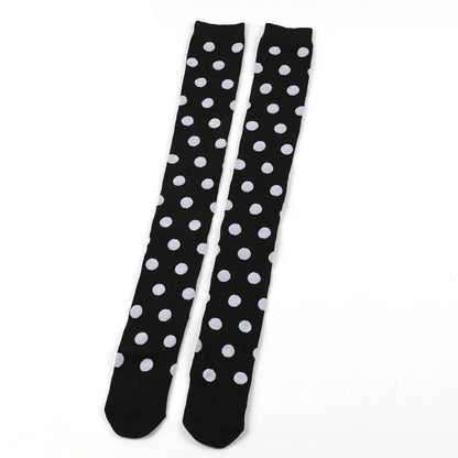 Thigh High Socks Women Over Knee Striped Polka Dot Stockings Black White Pink Lolita Cosplay Harajuku Y2K Kawaii