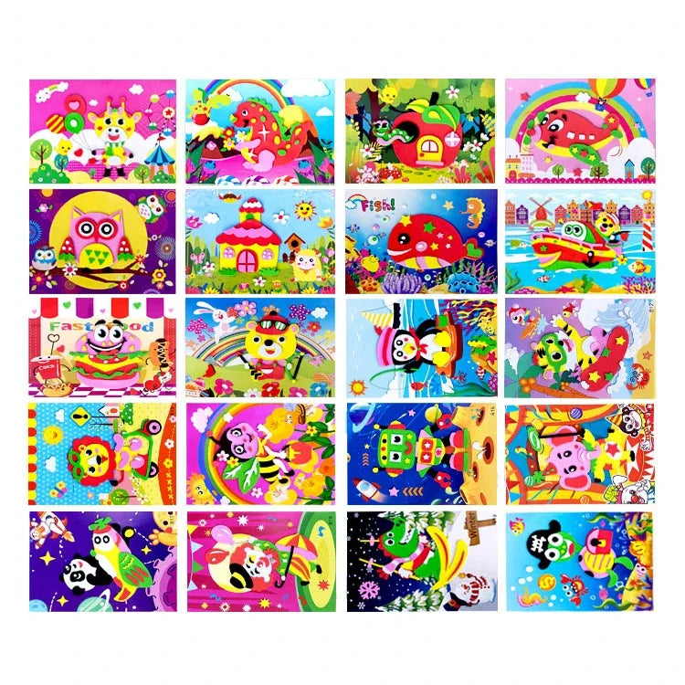 10/20PCS Pegatinas de Animales 3D de Goma EVA – Juego de Manualidades de Puzle de Dibujos Animados para Niños, Juguete Educativo Creativo, Regalo de Actividad Artística de Múltiples Diseños