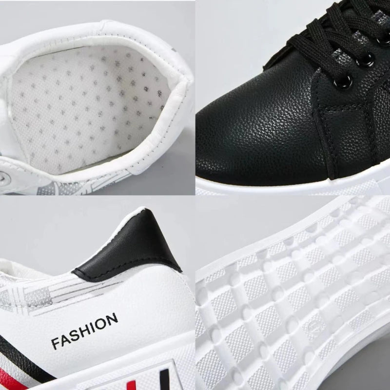 Baskets blanches d'été pour hommes – Chaussures décontractées vulcanisées, légères et respirantes, chaussures de marche plates et chaussures de tennis tendance