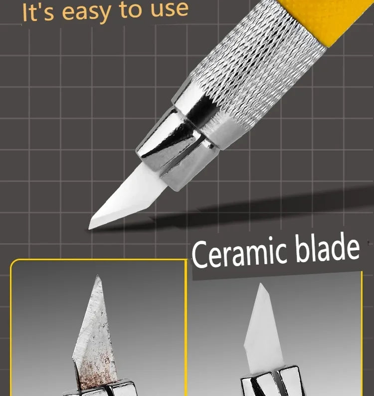Juego de Herramientas de Tallado con Cuchillo Cerámico – Cuchillo de Precisión de 5 Cuchillas para Maquetismo, Manualidades y Trabajos de Detalle