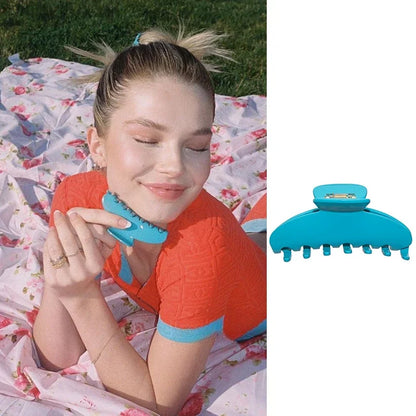 Pinza de pelo de acetato Fashion Coffee – Pinza grande de color sólido negro para mujeres y niñas | Accesorios sencillos para el pelo de verano