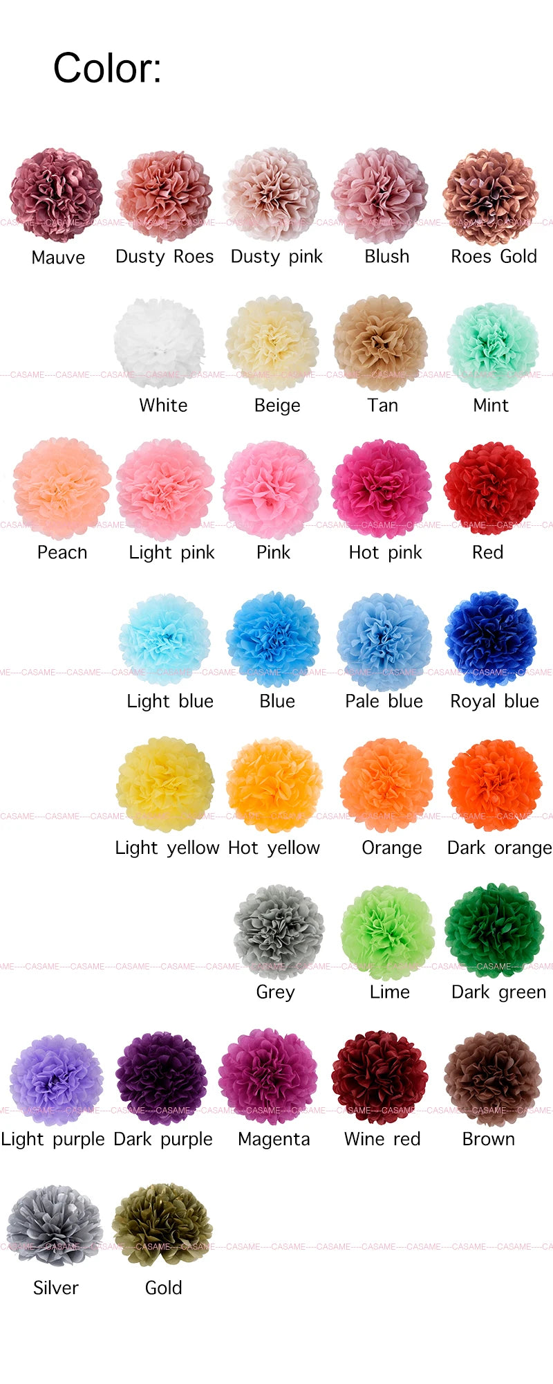 5PCS Tissue Paper Pom Poms – 4–12 Inch Paper Flower Balls for Weddings, Birthdays & Party Decorations