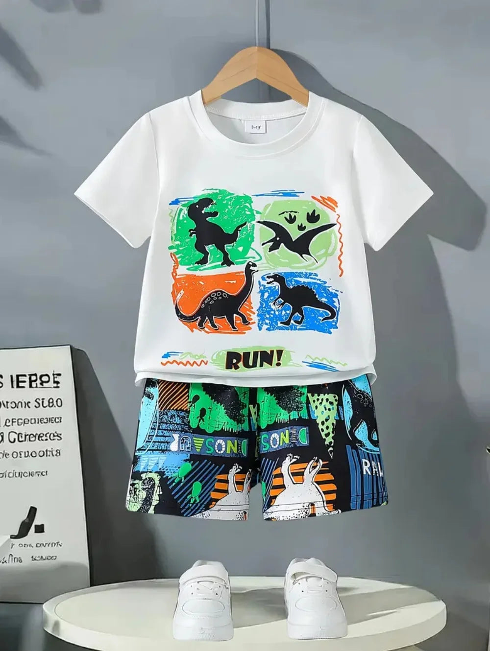 Camiseta de dinosaurios 3D para niños, de manga corta, casual, para verano, para niños y niñas