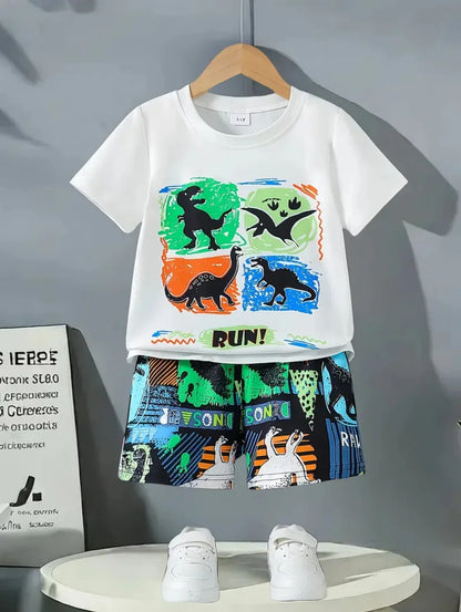 Camiseta de dinosaurios 3D para niños, de manga corta, casual, para verano, para niños y niñas