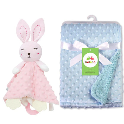 Couverture et doudou personnalisés avec prénom de bébé – Ensemble doux en minky à pois, 2-en-1, cadeau de naissance personnalisé pour garçons et filles
