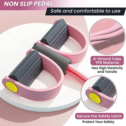 4-Tube Resistance Band Pedal Trainer – Elastic Pull Rope Fitness Equipment for Abdomen, Waist, Arm Training, Yoga & Home Workouts