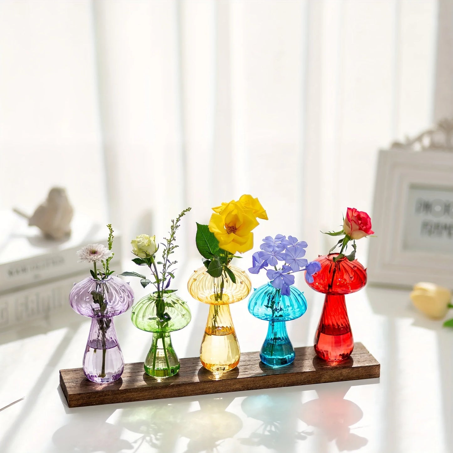 Transparent Glass Mushroom Vase – Hydroponic Planter for Flowers, Plants & Home Décor