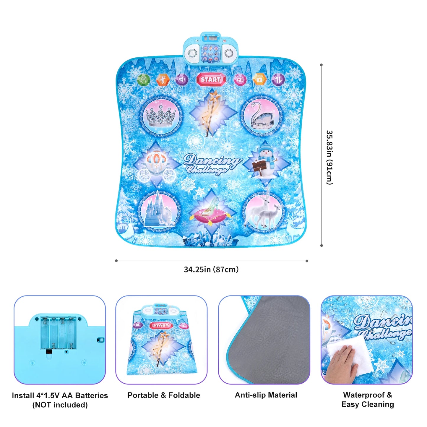 Kids Electronic Dance Mat – Double Player Music Dance Pad with 9 Levels Educational Toy
