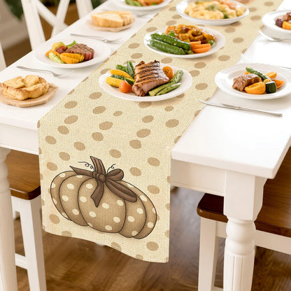 Autumn Pumpkin Illustration Table Runner – Durable Fall Table Decor for Weddings, Kitchen, Dining Room, Thanksgiving & Parties