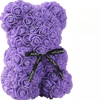 Ourson en roses artificielles – Cadeau fleur éternelle pour la fête des mères, la Saint-Valentin, les anniversaires et les fêtes.