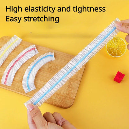 Colorful Disposable Food Cover – Food Grade Elastic Plastic Wrap Lids, Stretch Bowl Covers & Fresh Keeping Bags for Fruits, Food Storage, Kitchen Organization & Dust Protection
