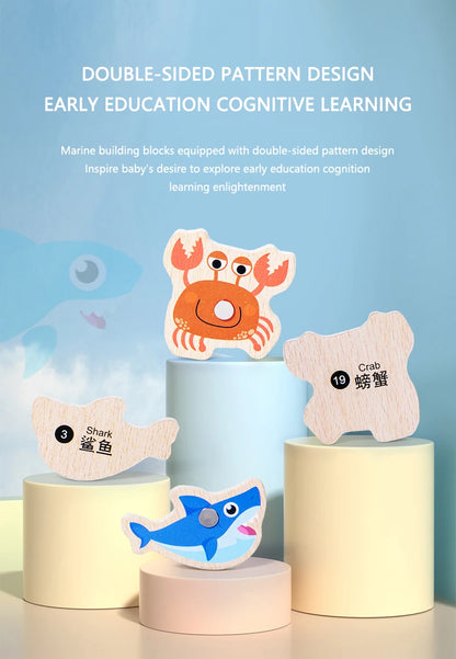 Jouet de Pêche Magnétique en Bois – Jeu d'Apprentissage Montessori sur la Vie Marine, Activité de Pêche Éducative Précoce pour Bébé, Jouet de Développement Cognitif Interactif Parent-Enfant pour Enfants